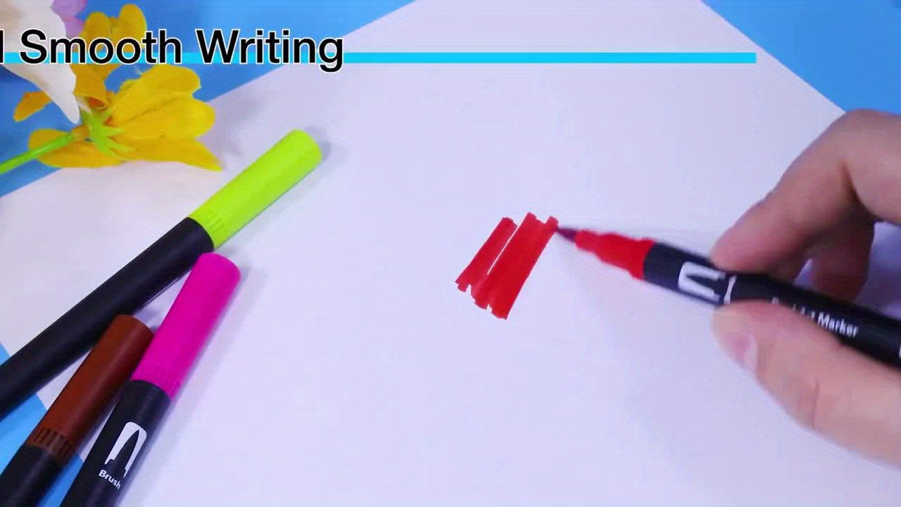 Conjunto de Canetas Artísticas de Ponta Dupla - Secagem Rápida, Cores Sortidas, para Uso Profissional em Arte