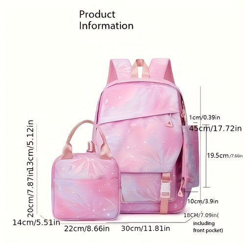 Conjunto de Mochila Frozen com 3 peças, design colorido de desenho animado