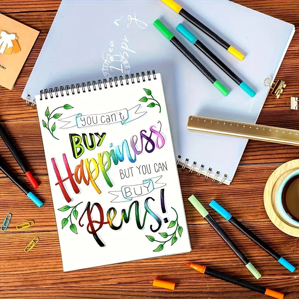 Conjunto de Canetas Artísticas de Ponta Dupla - Secagem Rápida, Cores Sortidas, para Uso Profissional em Arte