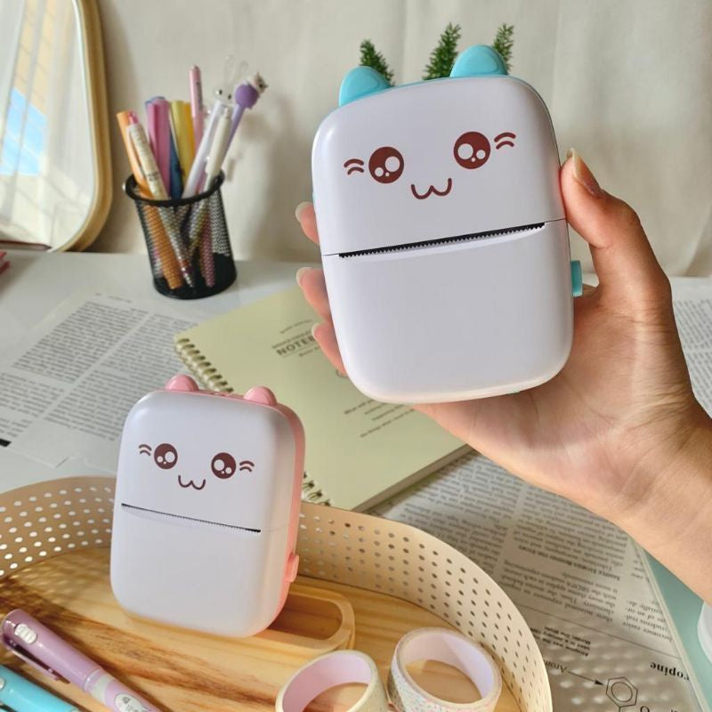 Mini impressora fotográfica portátil com desenhos animados, sem fio, para Android e iOS.