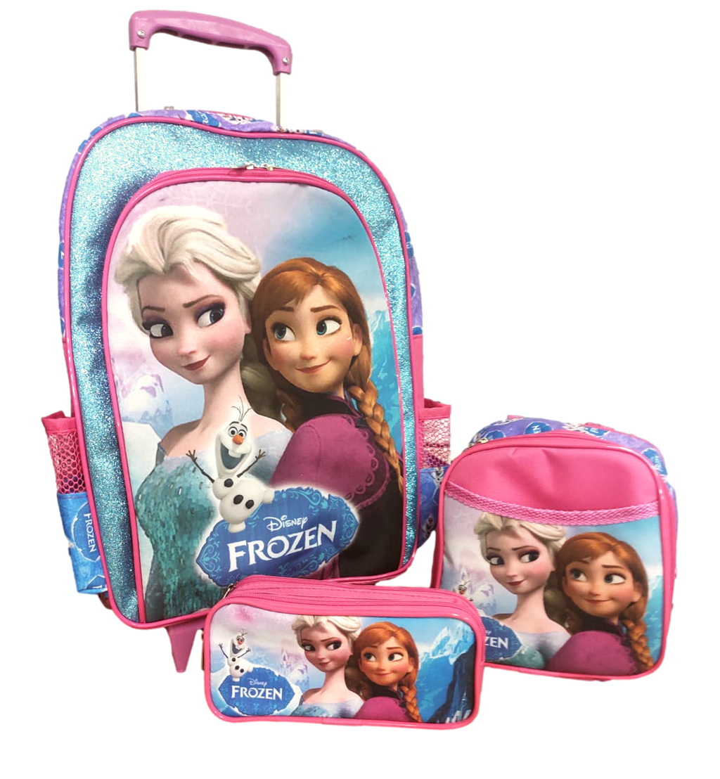 Kit Escolar - Mochila Frozen Com Carrinho, Lancheira Térmica e Estojo
