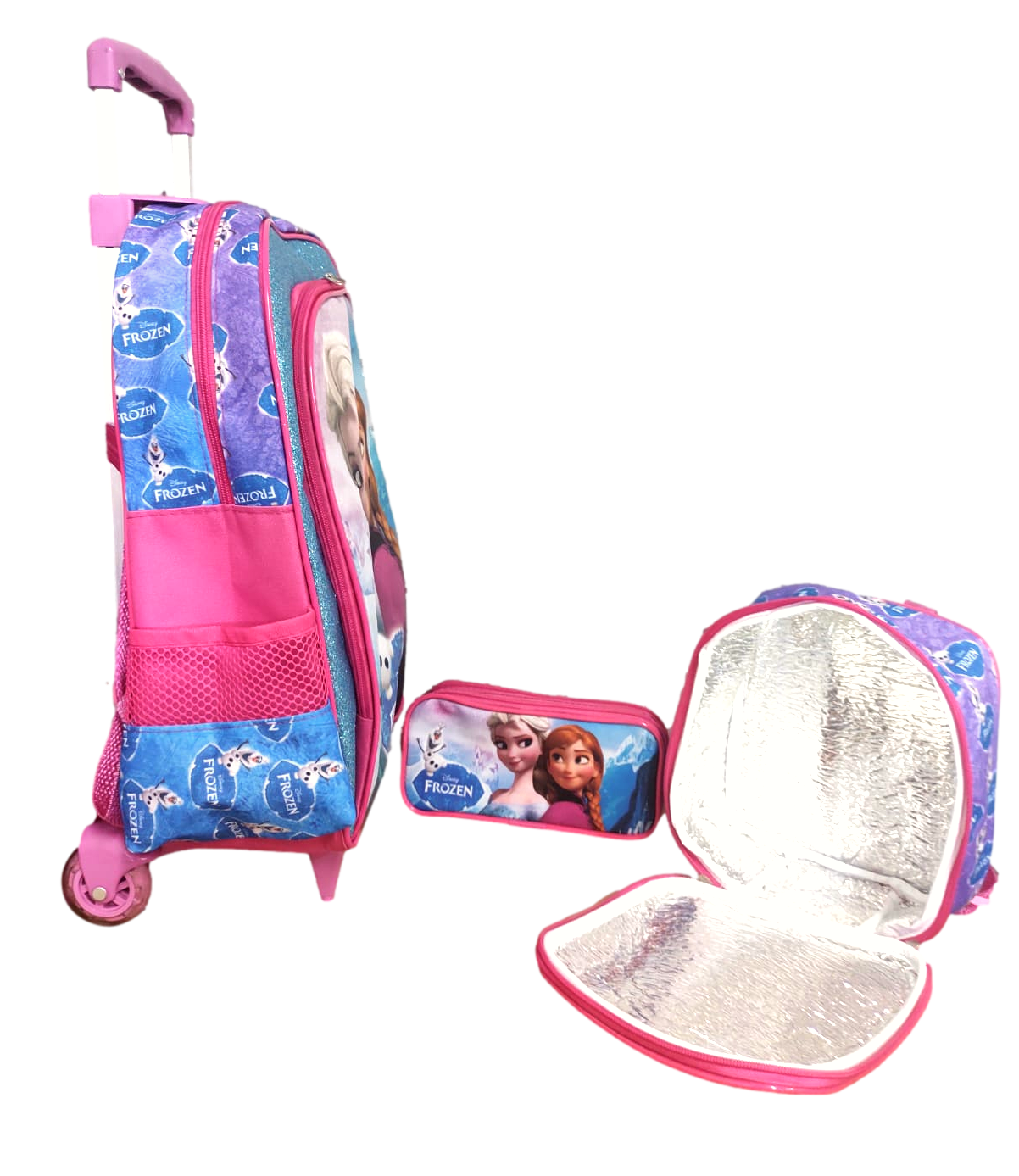 Kit Escolar - Mochila Frozen Com Carrinho, Lancheira Térmica e Estojo