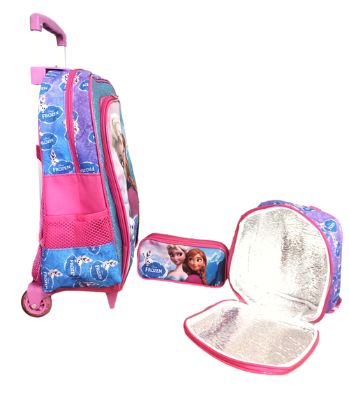 Kit Escolar - Mochila Frozen Com Carrinho, Lancheira Térmica e Estojo