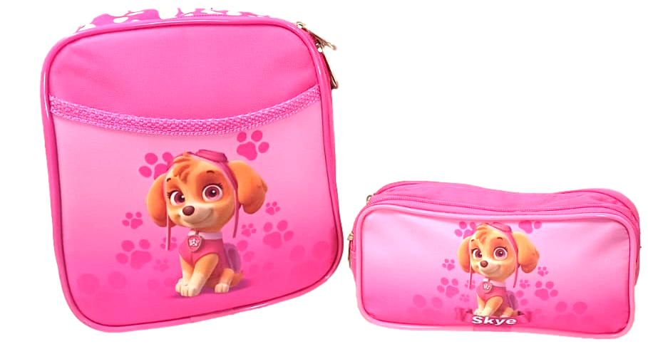 Kit Escolar Mochila Patrulha Canina Com Carrinho de Rodinha, Lancheira Térmica e Estojo