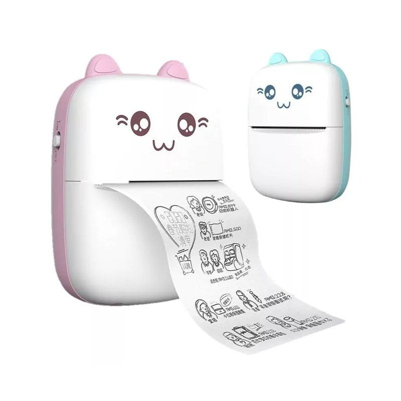 Mini impressora fotográfica portátil com desenhos animados, sem fio, para Android e iOS.